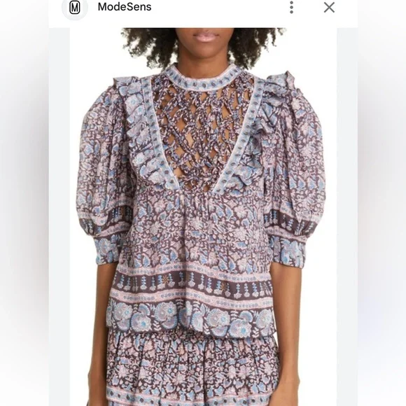 Sea New York Amaki Printed Puff Sleeve Top - Picture 4 of 8